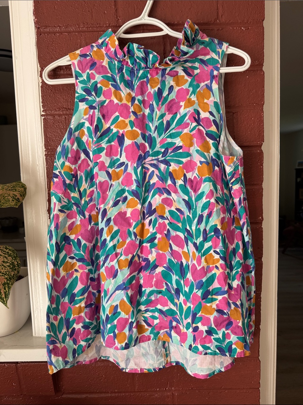 Tyler Böe Claudette Floral Multicolor Ruffle High Neck Tank M NWT